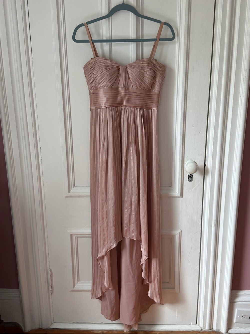 BCBG Max Azria Alicia Silk Charmeuse Dress Antique Blush Pink Size 6 - Picture 2 of 10
